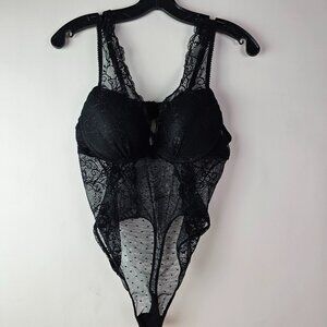 Sophie B Women's Lace Bodysuit Black‎ Sheer Lingerie Teddy Large